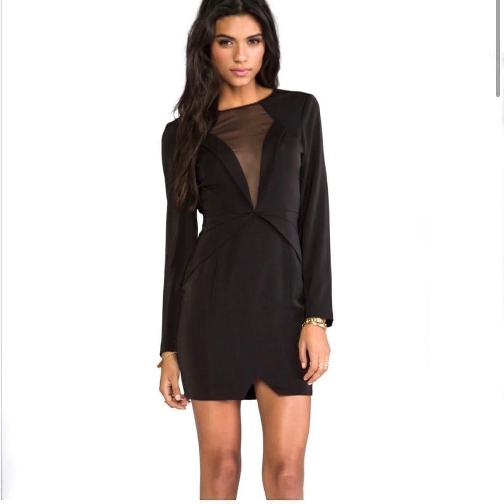 Keepsake The Label Lone Ranger Dress Black NWT Size XS Deep Vneck Long Sleeve.
